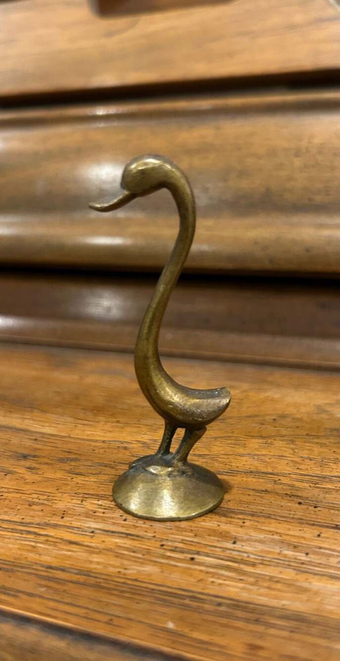 Vintage Solid Brass Swan Figurine Bird Statue